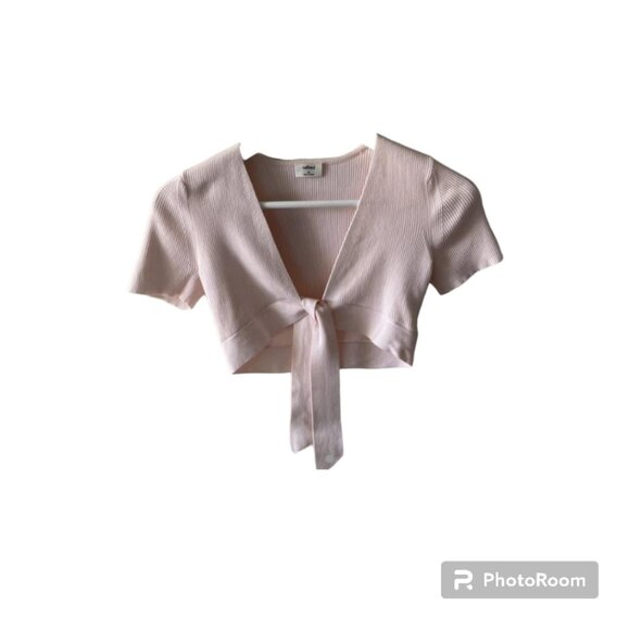 Aritzia Wilfred Elouan Front Tie Kniy Top Size M Blush - Picture 5 of 8